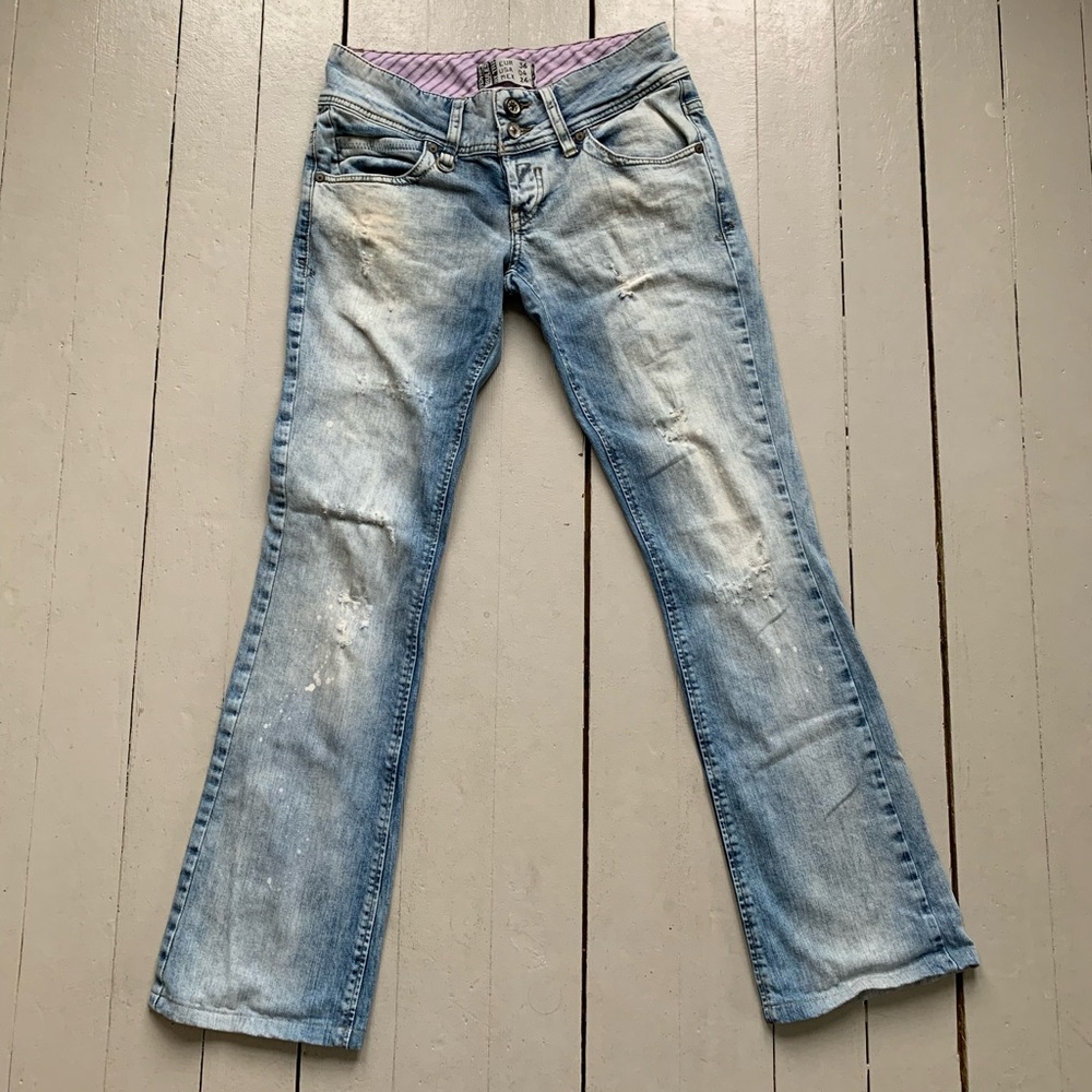 Zara 2000s Low Rise Distressed Bootcut